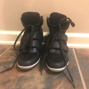 Black Platform Wedge Sneakers